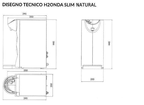 Misure Grafiche Del Refrigeratore H2onda Slim Natural